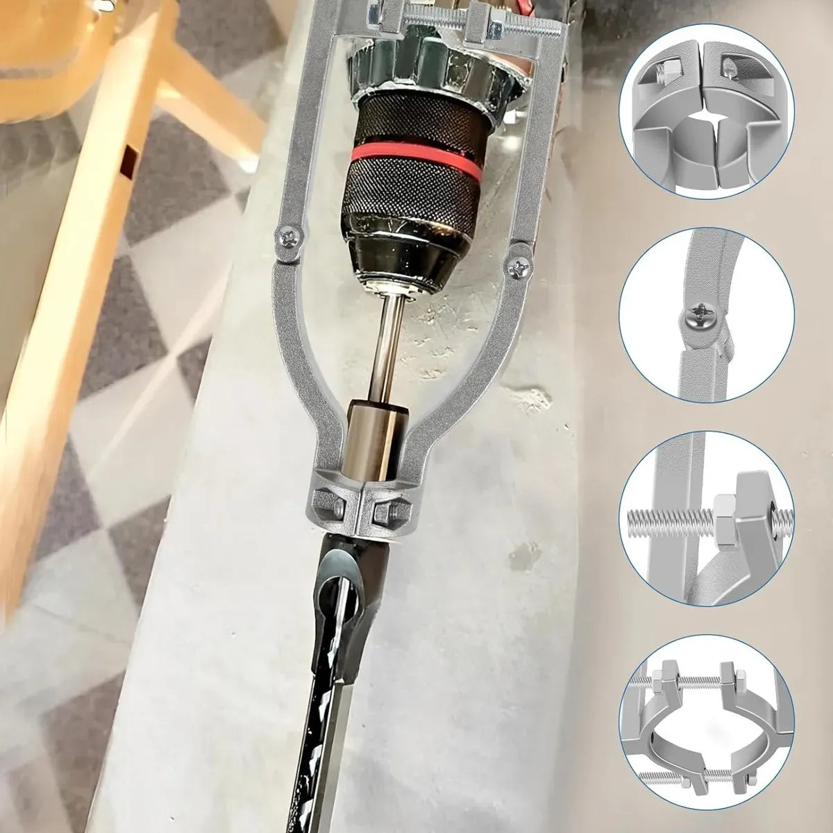 ADAPTADOR Y SET X4 BROCAS CUADRADAS PARA MADERA