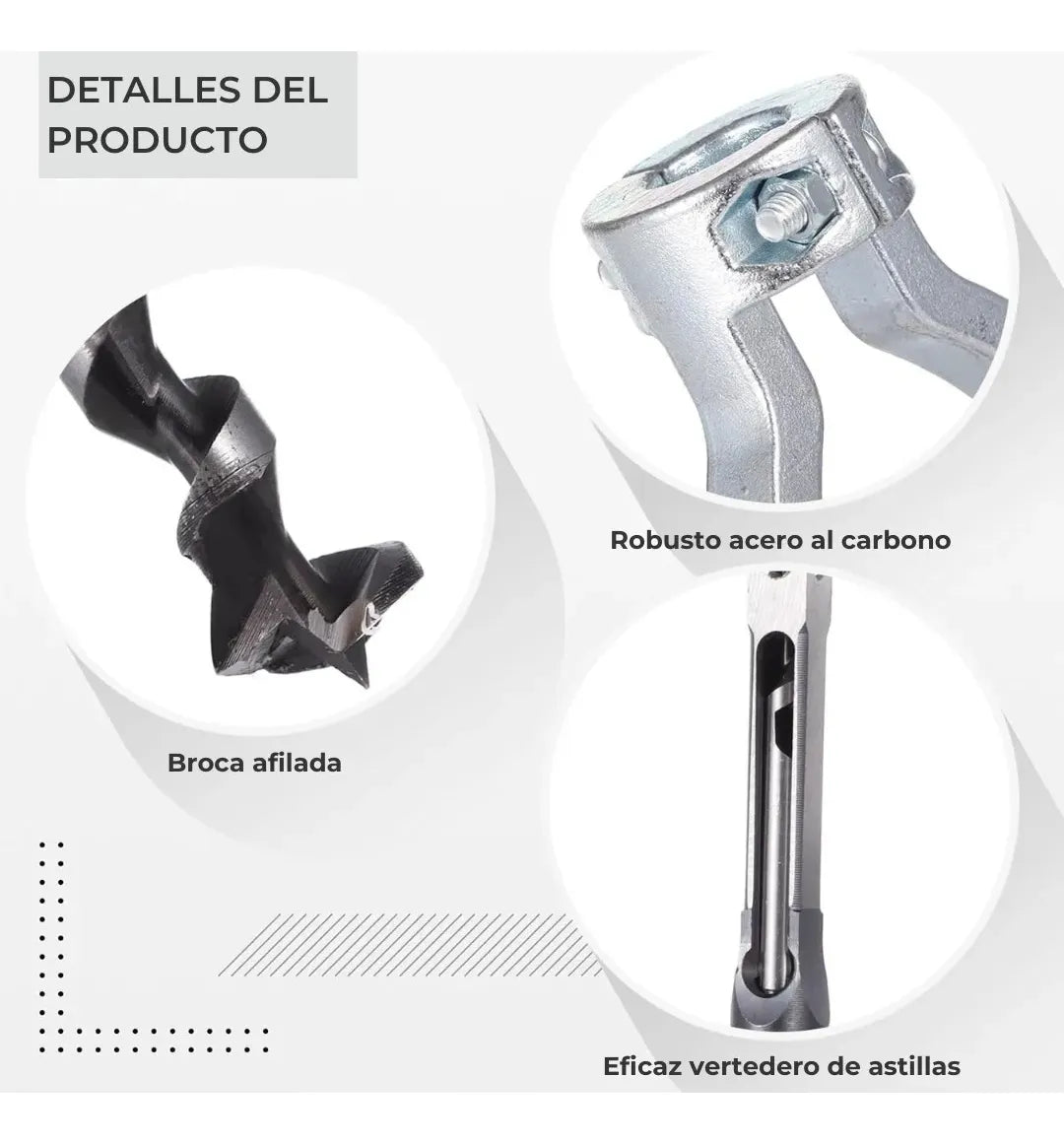 ADAPTADOR Y SET X4 BROCAS CUADRADAS PARA MADERA